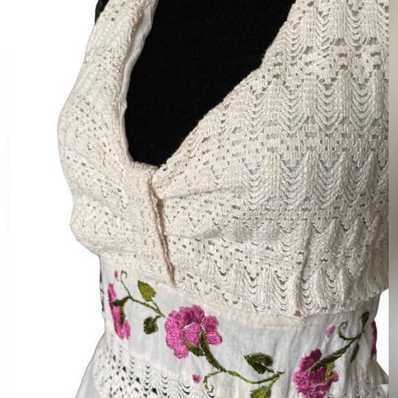 Y2K Fairy Garden Cotton Halter Dress with Flowers - Picture 9 of 10